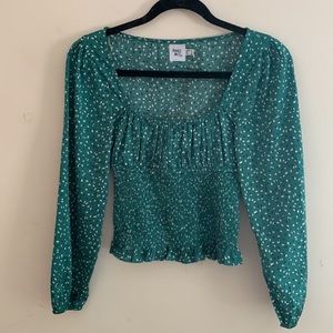 princess polly green polka dot satin top